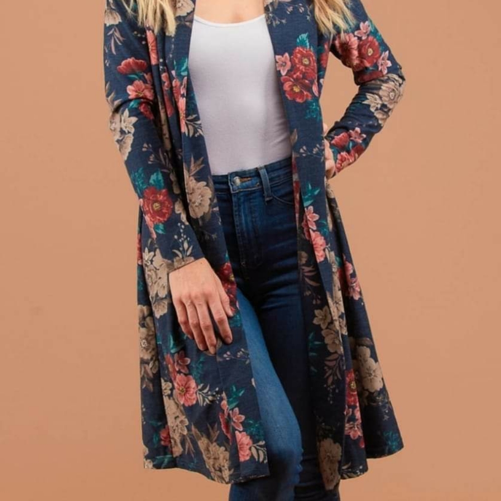 Blue Floral Cardigan